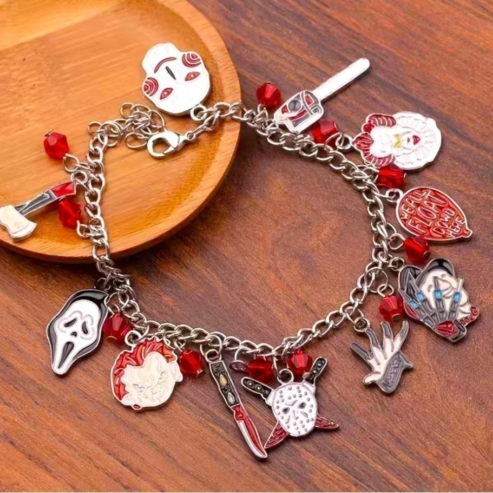Halloween Gothic Punk Style Skull Charm Bracelet Unisex Dagger Chain Gift
